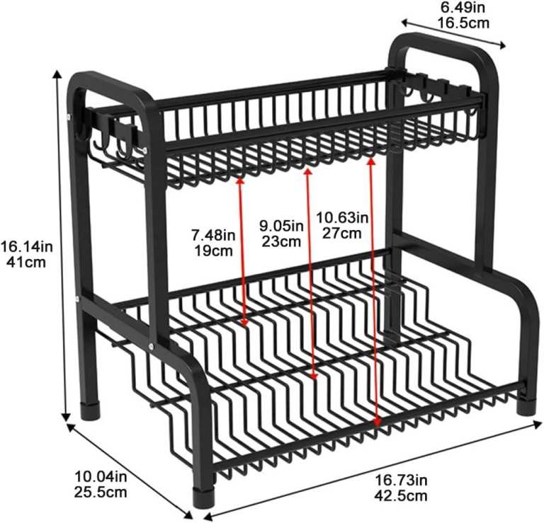Black Spice Rack Organiser, 2 Tier Spice Racks - Free Standing for kitchen Countertop