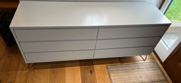 Made Grey 6 drawer chest of drawers and bedside chest of drawers 