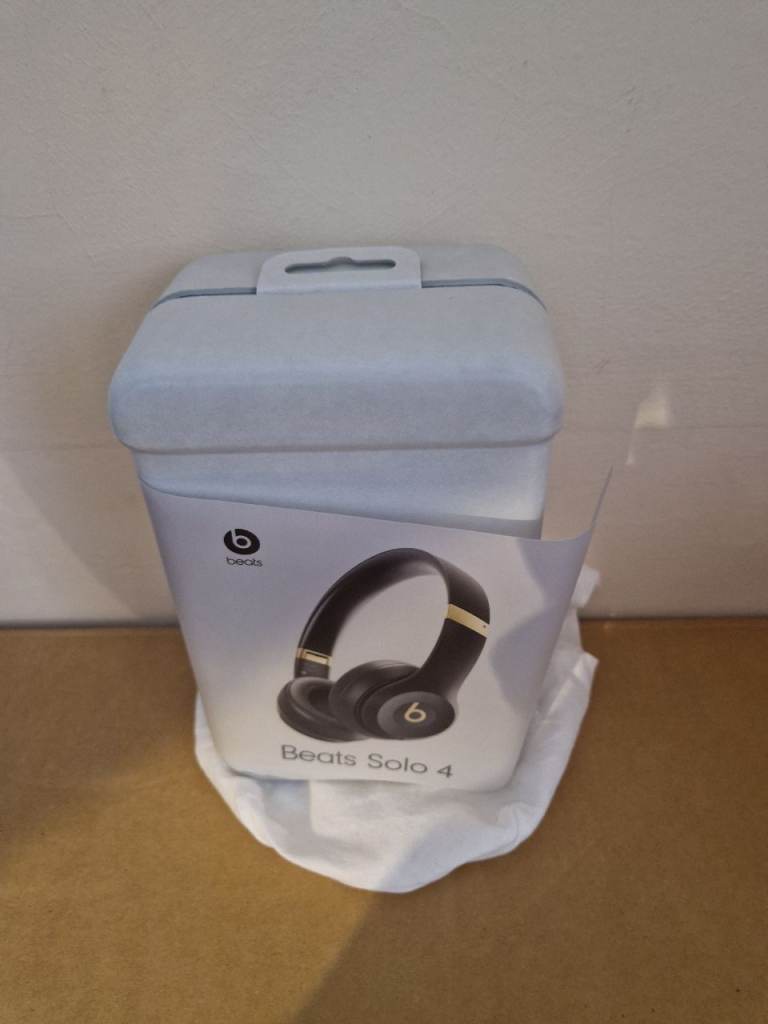 Beats Solo 4 Headphones – Black with Gold Accents, NEW in Box