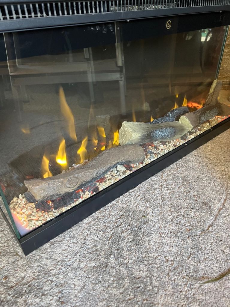 Electric Fireplace with Flame Effect and Faux Logs