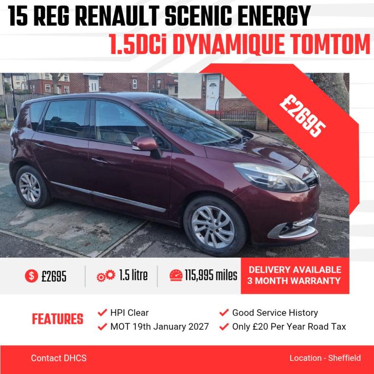 2015 Renault Scenic 1.5 dCi Dynamique TomTom Energy 5dr [Start Stop] MPV Diesel Manual