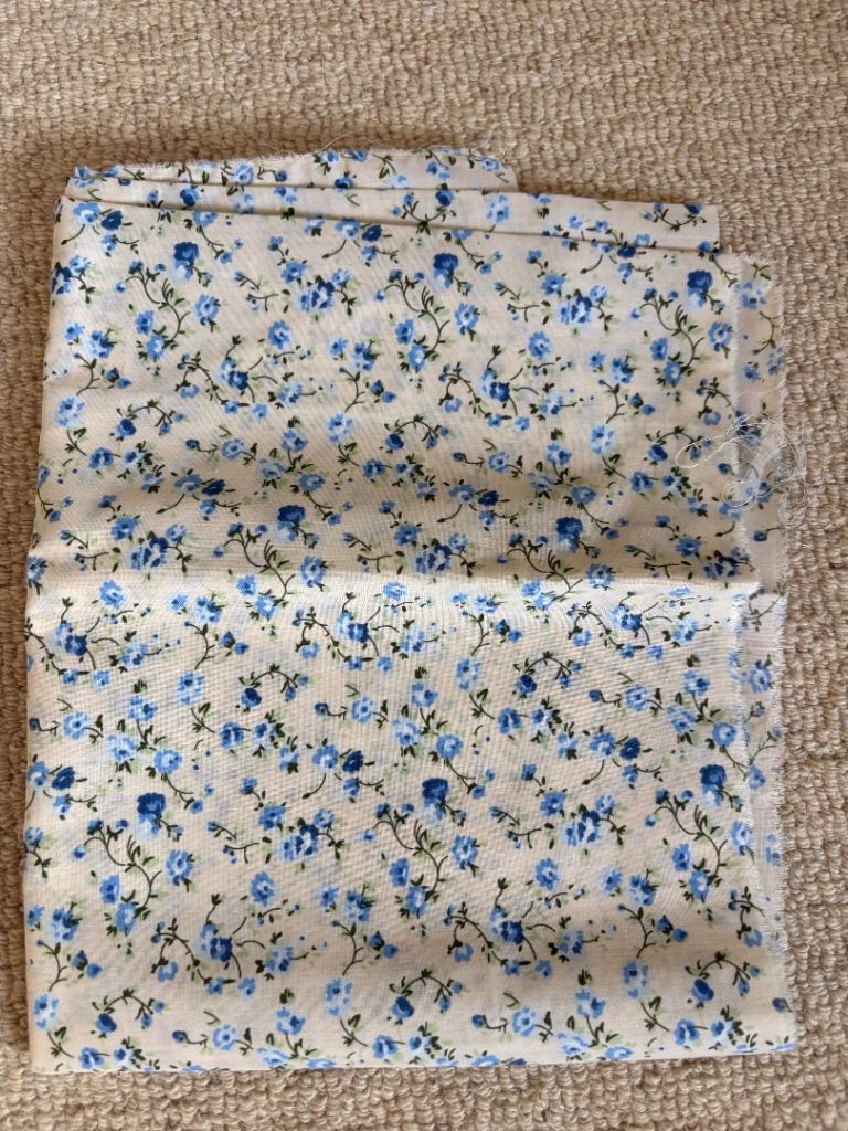 New Floral Cotton Fabric – Cream with Blue Flowers