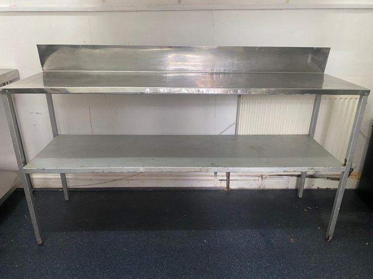 Stainless Steel Catering Work Table with Shelf – Good Condition