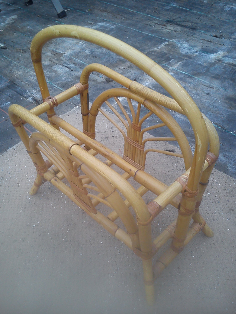 Vintage bamboo magazine rack.