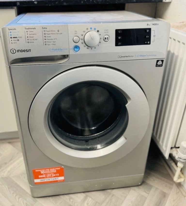 Indesit Push&Go 8kg 1400rpm Silver Front Load Washer