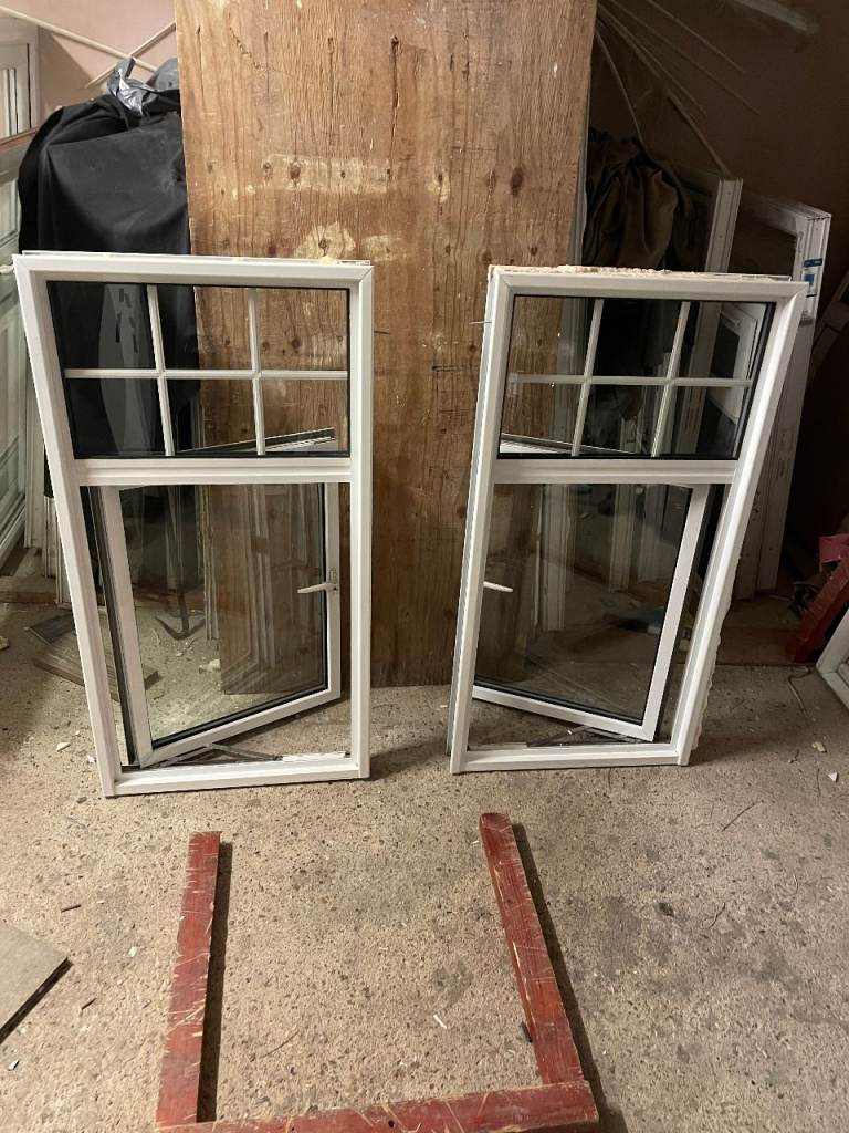 H 126.5 x W 66 cm - MATCHING PAIR - £80 EACH - MODERN ALUMINIUM DOUBLE GLAZED GEORGIAN WINDOWS