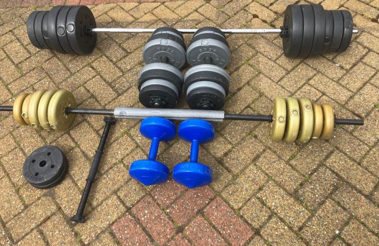 SOLD - £50 ONO - Assorted gym barbells and weights over 100kg