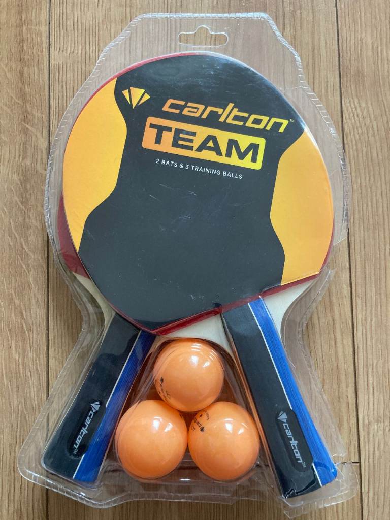 Carlton Team Table Tennis Set – 2 Bats & 3 Training Balls – New & Sealed 