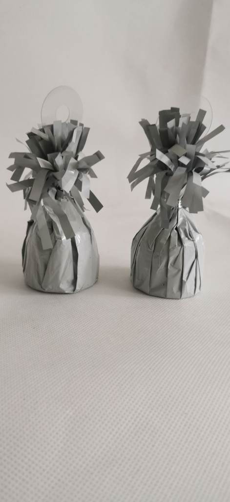 White Foil Helium Balloon Weight  2 Count - Stylish & Durable Accessory for Party Decorations