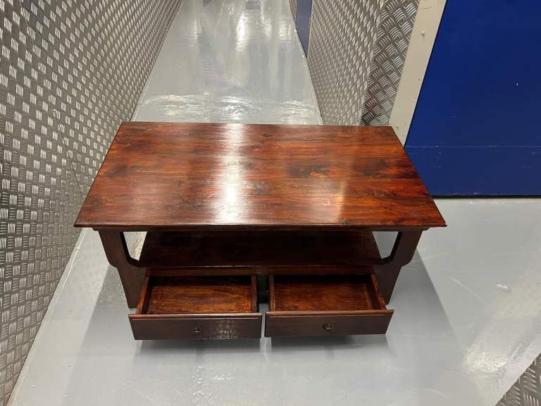 Solid Wood Coffee Table with Drawers – Good Condition