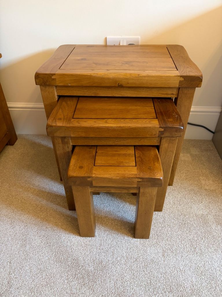 Solid Oak Nest of Tables – Good Condition