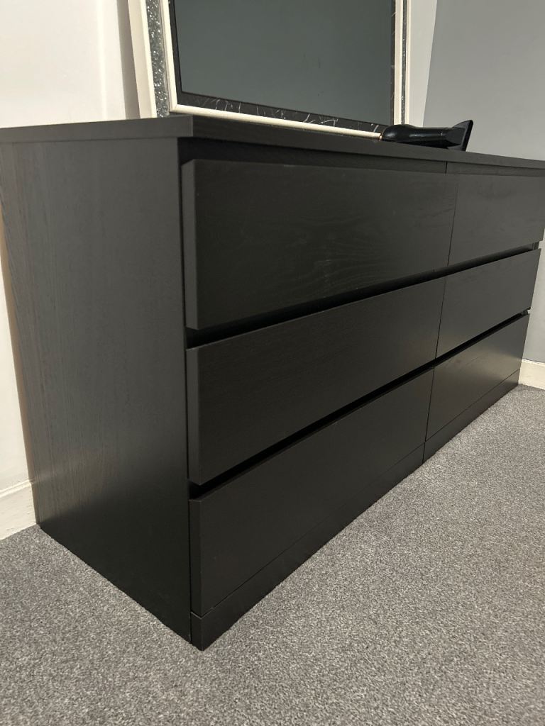 Free Malm Black Chest of 6 Drawers