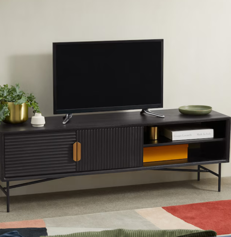 OPEN TO OFFERS Media Unit - solid mango wood, dark black, open to offers