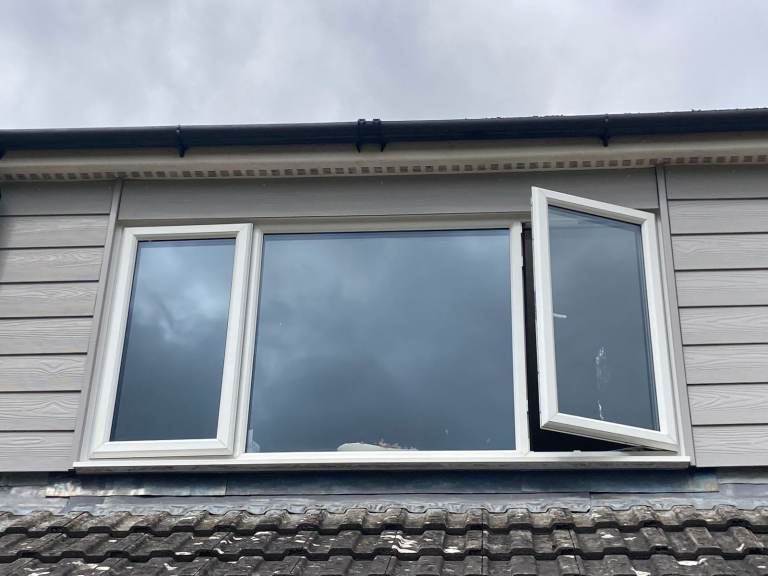 White UPVC double glazed window, 1200mm H x 2350mm W