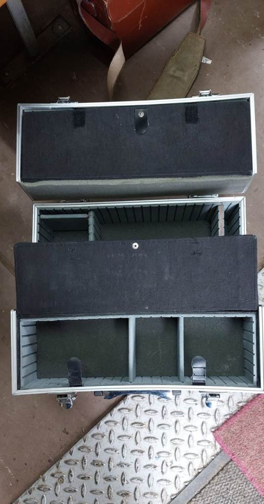 camera carry box hard case aluminium compartments and shoulder strap, lockable