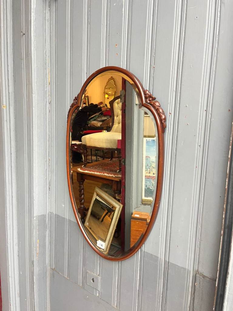 Antique Mahogany mirror , with bevelled glass . Must be seen . Great shape . 