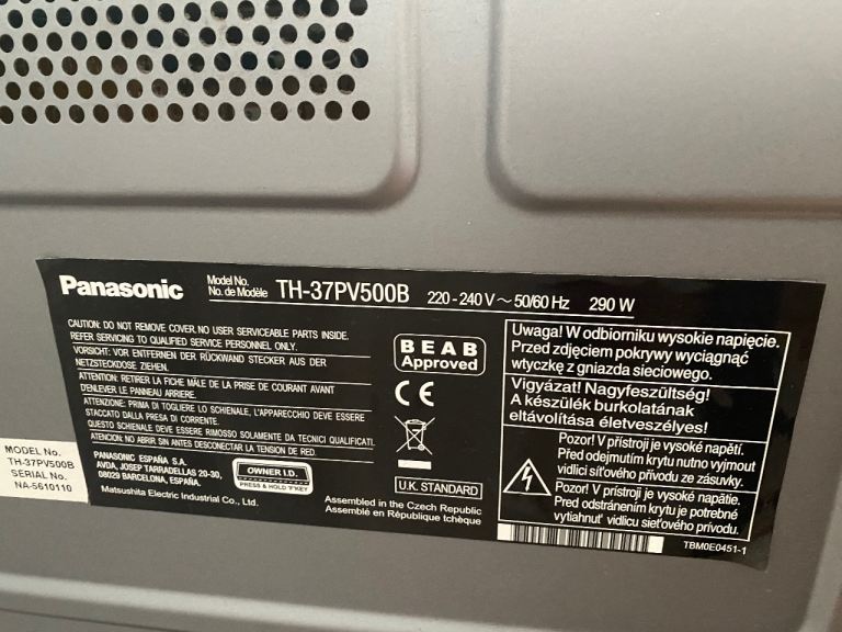 Panasonic TH-37PV500B Plasma TV with Integrated Stand | in Worsley ...