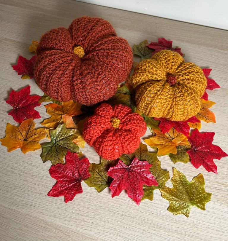 Hand made crochet pumpkins 