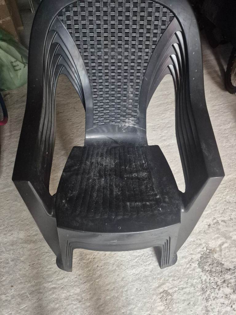 Plastic Garden Black Chairs x 5