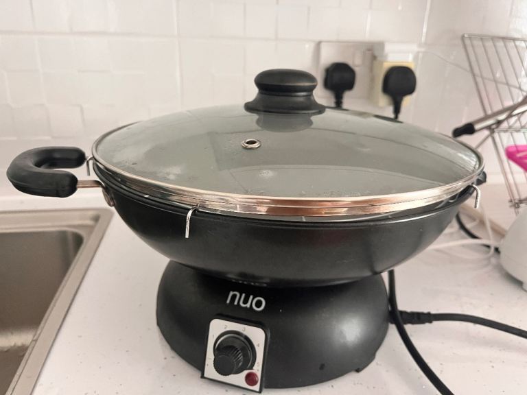 Electric Wok with Lid & Rack