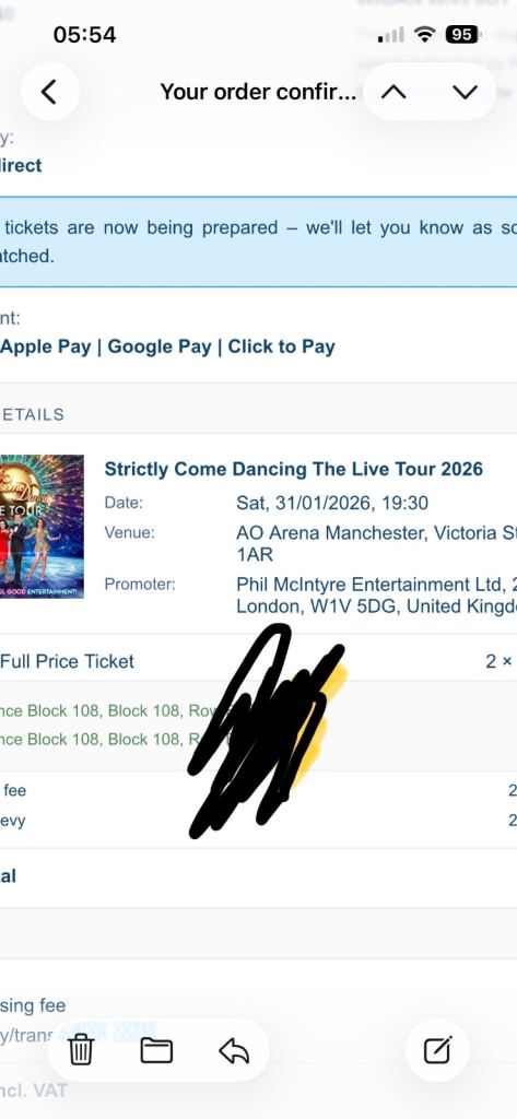 2x Strictly Tour Tickets Manchester 31/1/26
