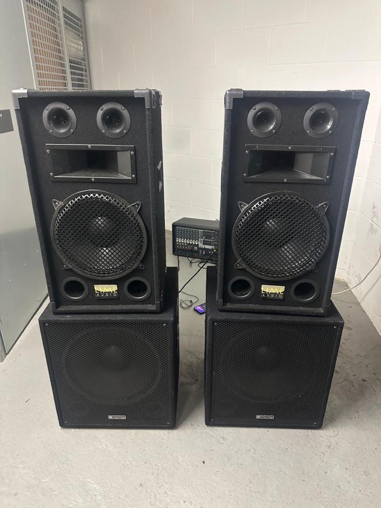 Pair of Large PA Speakers with Subwoofers – Good Condition