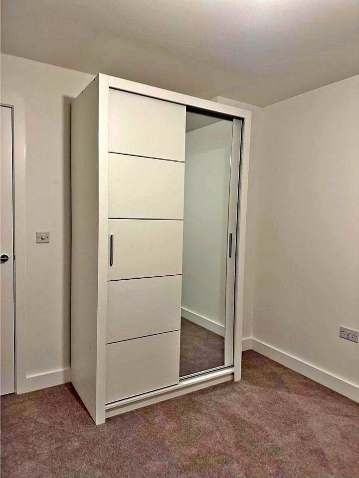 image for ]] Need to go ASAP = 120cm Berlin Wardrobe - Sliding Mirror 2 Door - Black Color For Sale ]]
