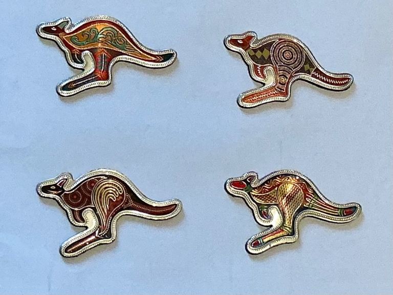 Australia Kangaroo Shape with Aboriginal Design Tourist Souvenir Fridge Magnets