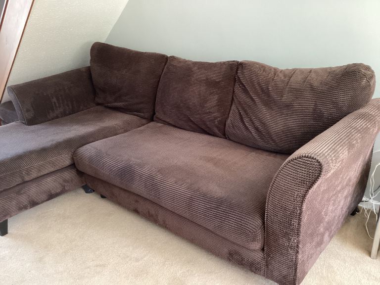 Large brown corner sofa in good used condition
