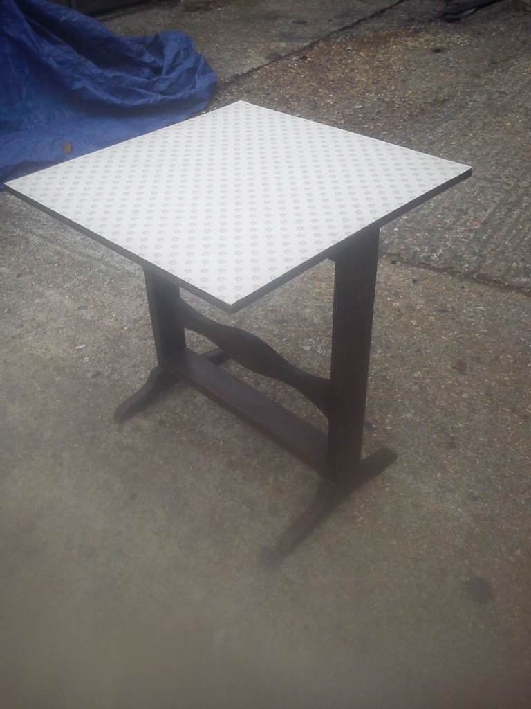 Upcycled, vintage, oak tilt coffee table.