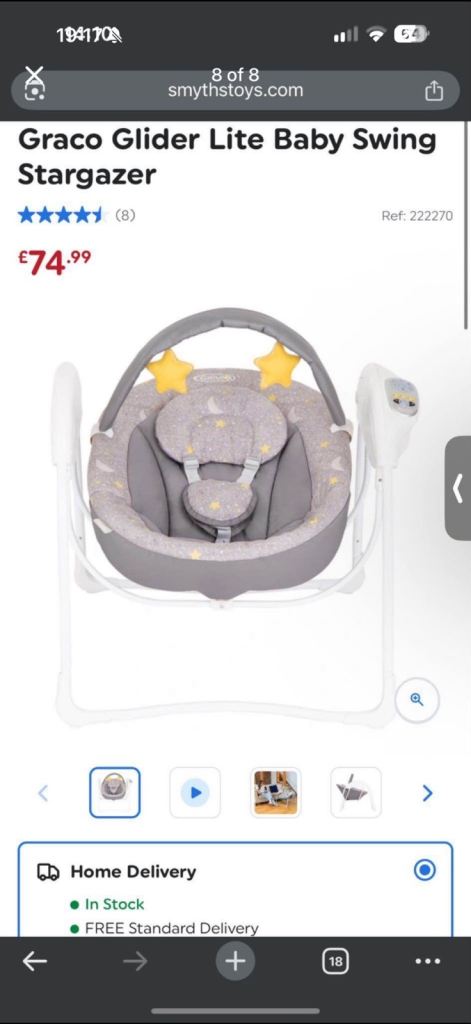 Graco Glider Lite Baby Swing – Stargazer Grey