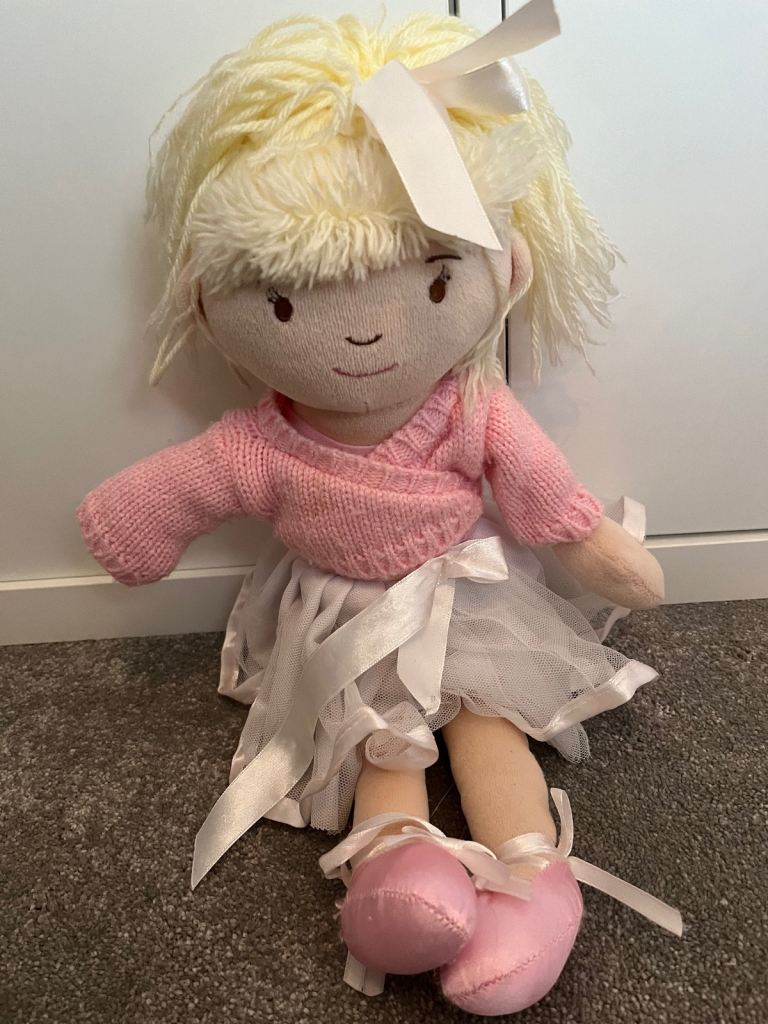 Laura Ashley Kids Pretty Pink & White Ballerina 16" Soft Plush Rag Doll 🩰