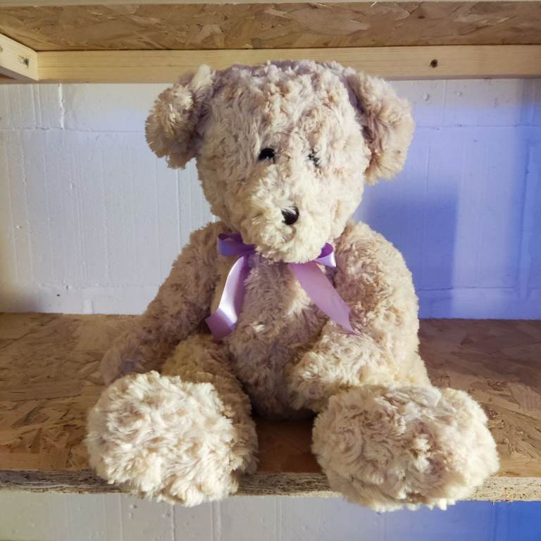 Teddy Bear Soft Toy Plush With Purple Bow Gift 