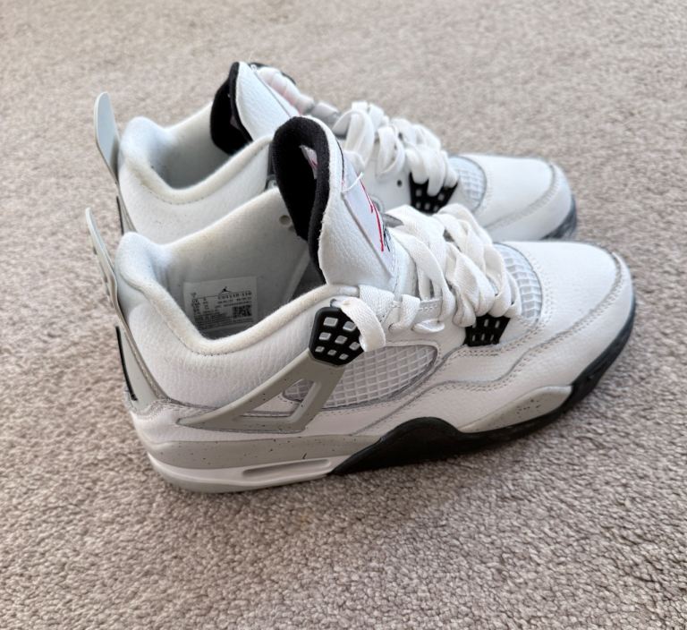 Nike Air Jordan 4 Retro "White Cement" Trainers Size Uk 6