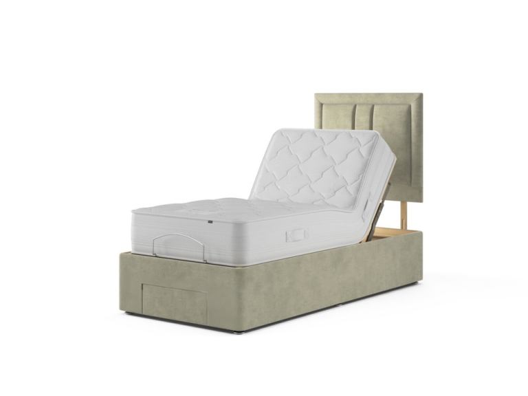 Adjustable Single Bed with Mattress and Headboard