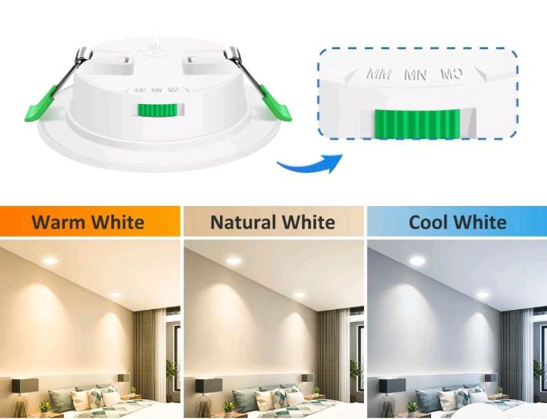 7W LED Downlight Ceiling Light, Waterproof, Adjustable Cool White / Natural White / Warm White Light