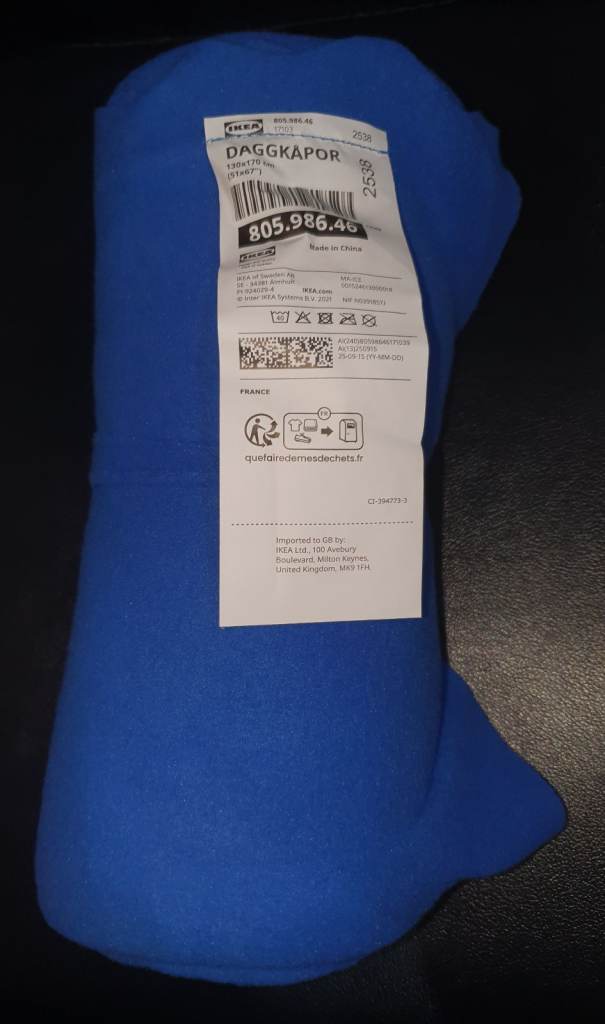 IKEA Daggkapor Super Soft Fleece Throw Blanket Bright Blue 130x170 cm 51x67" NEW