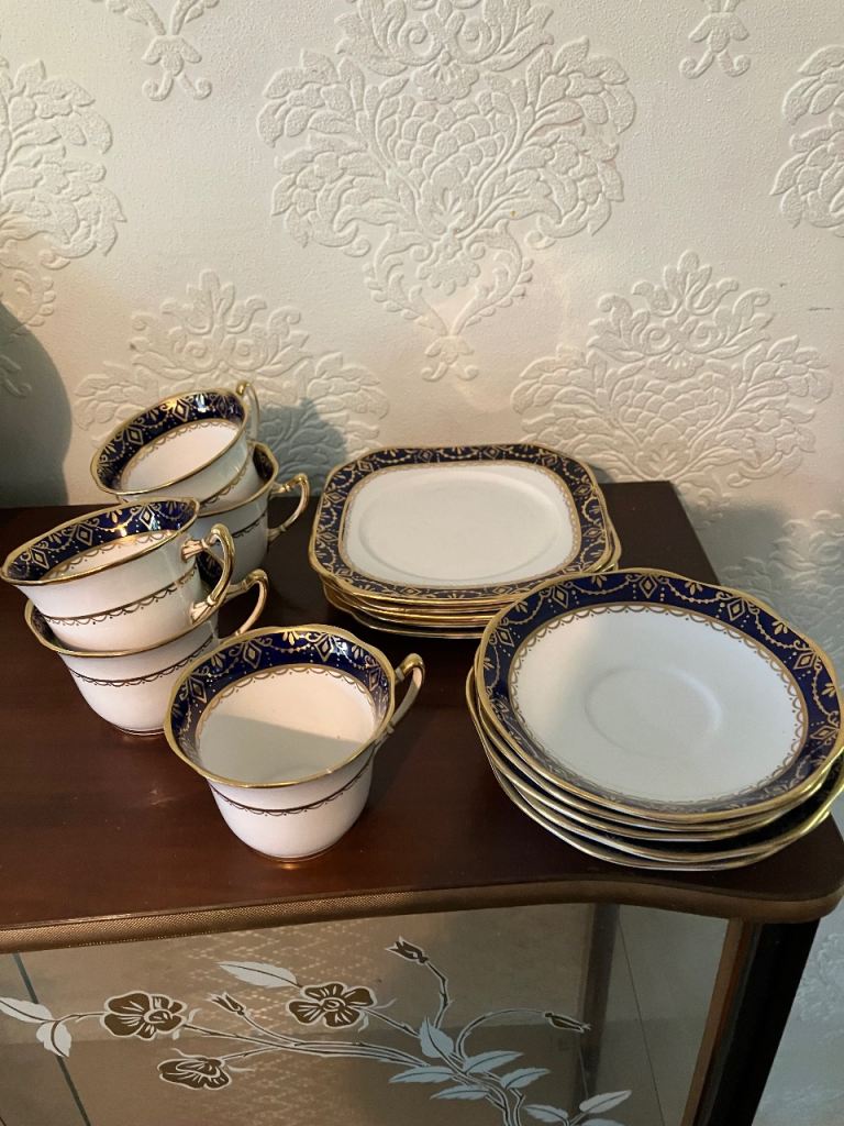 China tea set x 5 cups saucers side plate