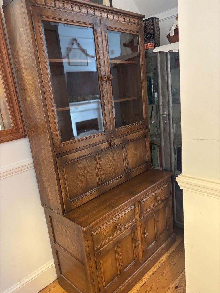 Ercol wooden bookcase cabinet 