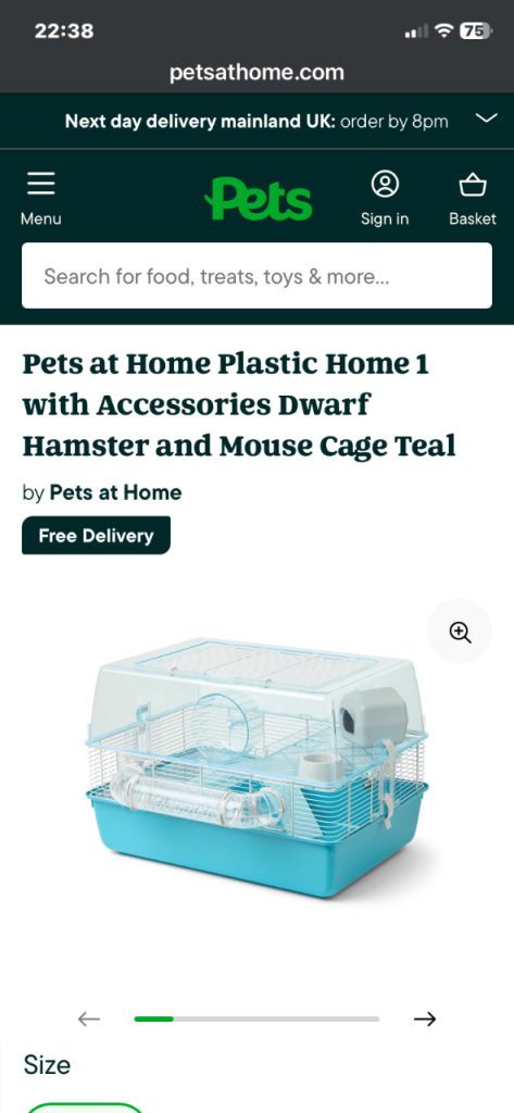 Pets at home hamster / mouse cage. Almost new