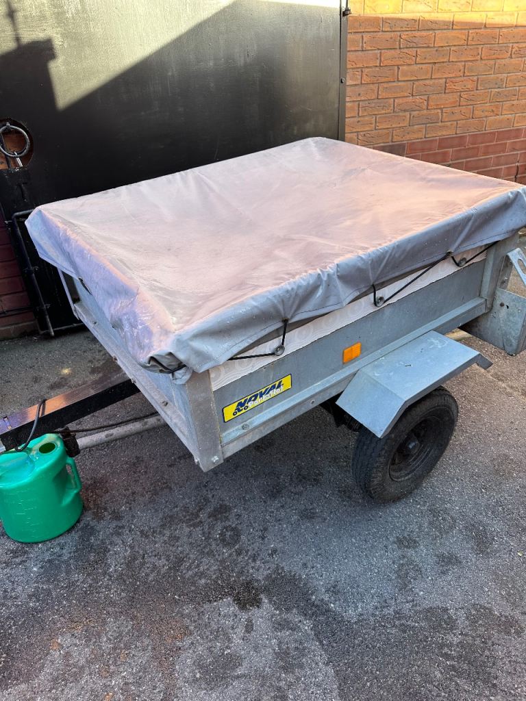Car trailer lightweight , drop down tail gate and new cover £130