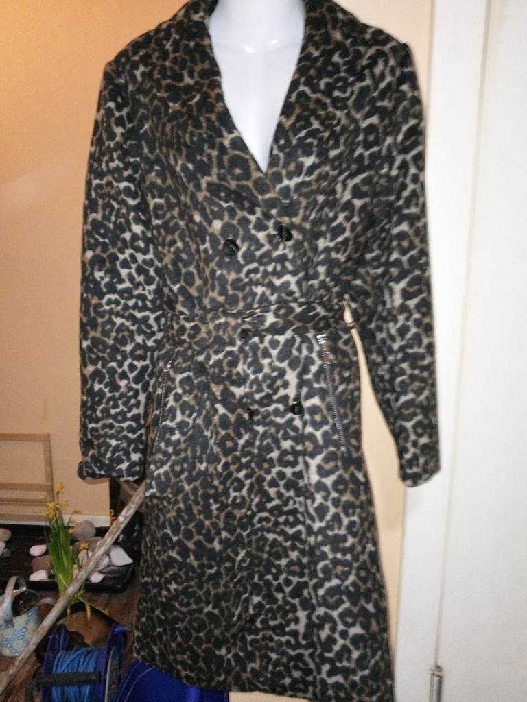 Religion Leopard Print Coat with Belt 