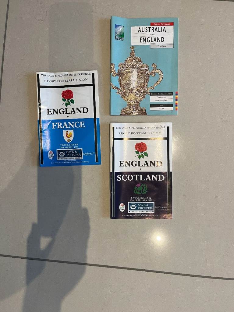 1991 England Rugby Match Programs
