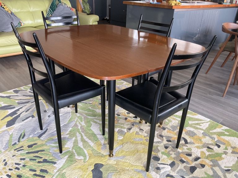 Vintage G Plan E Gomme Librenza Drop Leaf Dining Table & 4 Matching Ebonised Chairs 1960s MCM