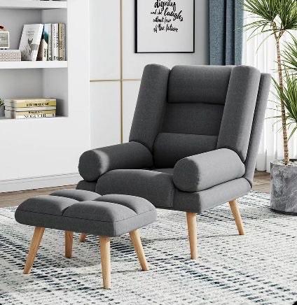 Grey Armchair & Footstool - Pristine condition 