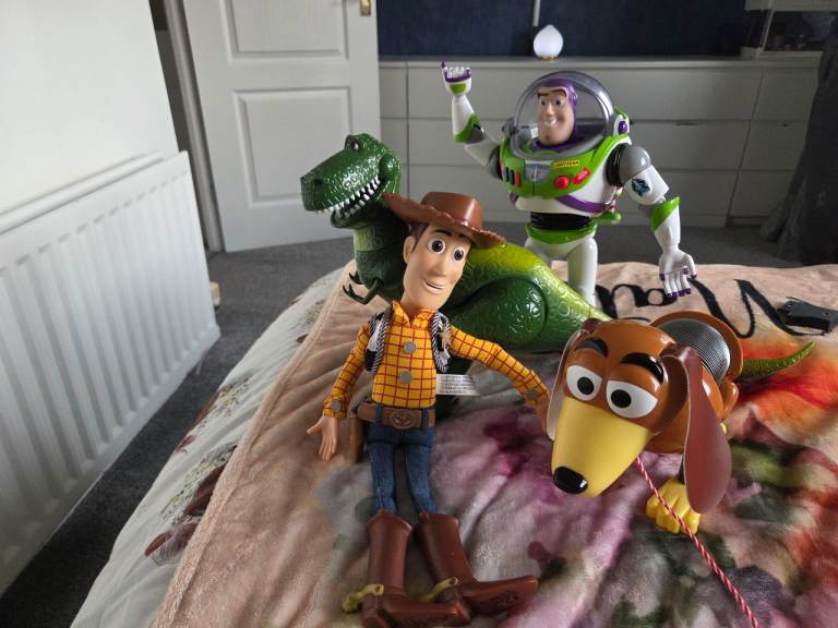 Toy Story Woody Buzz Rex Slinky Dog Figures – Good Condition