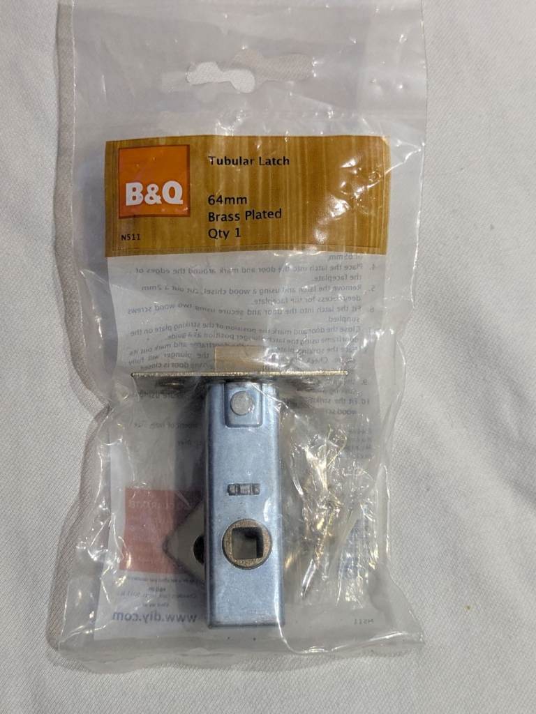 B&Q Brass Effect Metal Tubular Mortice Latch 64mm L