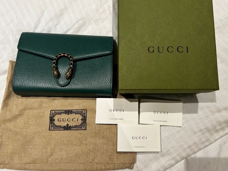 Gucci Dionysus Leather Wallet On Chain / WOC – Emerald Green – Authentic – Like New