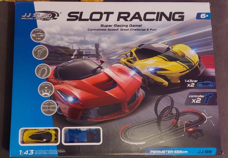 Slot racing track and cars 