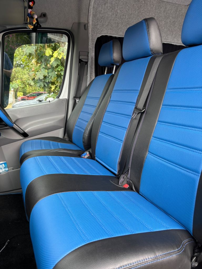 VW Crafter Punched Leather Style Seat Covers - Blue